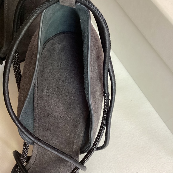 Brunello Cucinelli Mollini Grey Gold Suede 7 - Picture 7 of 10